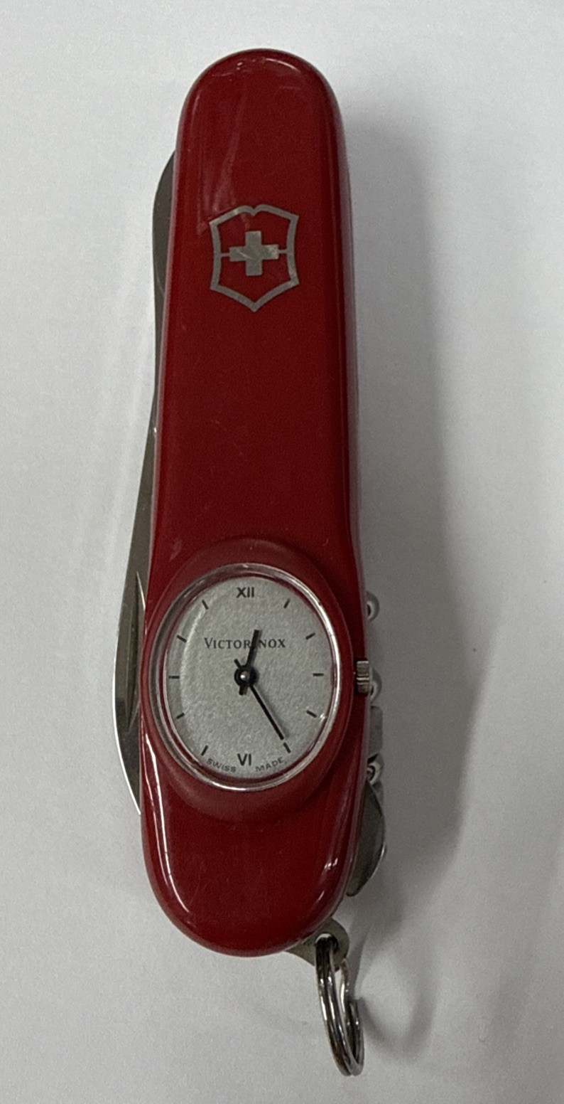 Vintage Victorinox Swiss Army Knife w/ Built-In Watch Officier Suisse 90s Red