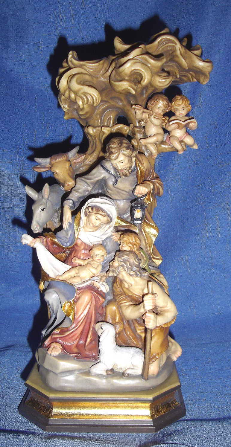 PEMA Hand-Carved & Painted Wood-Bachthaler Block Nativity Scene-12