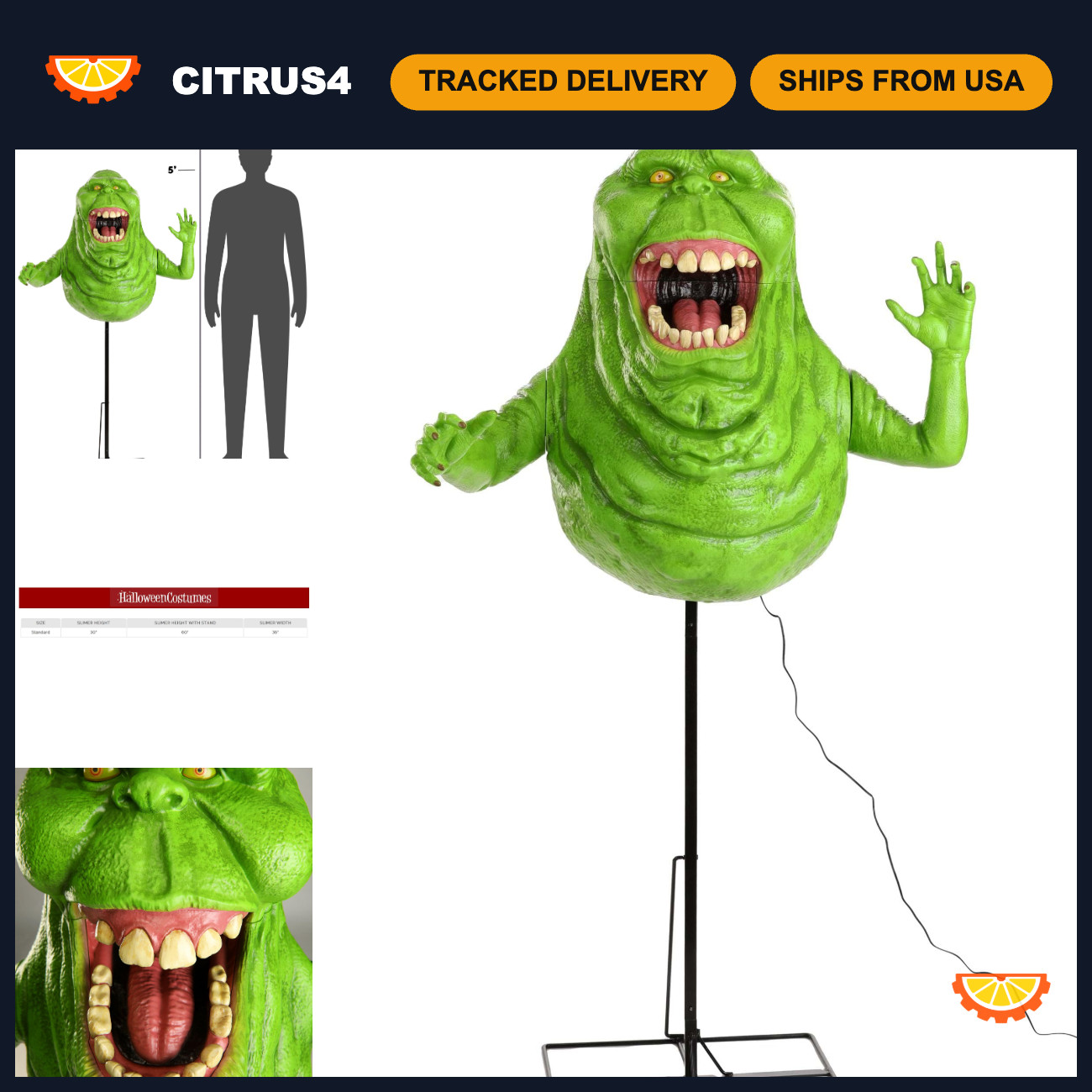 5FT Animatronic Ghostbusters Slimer Halloween Decor - Fun Costume Prop