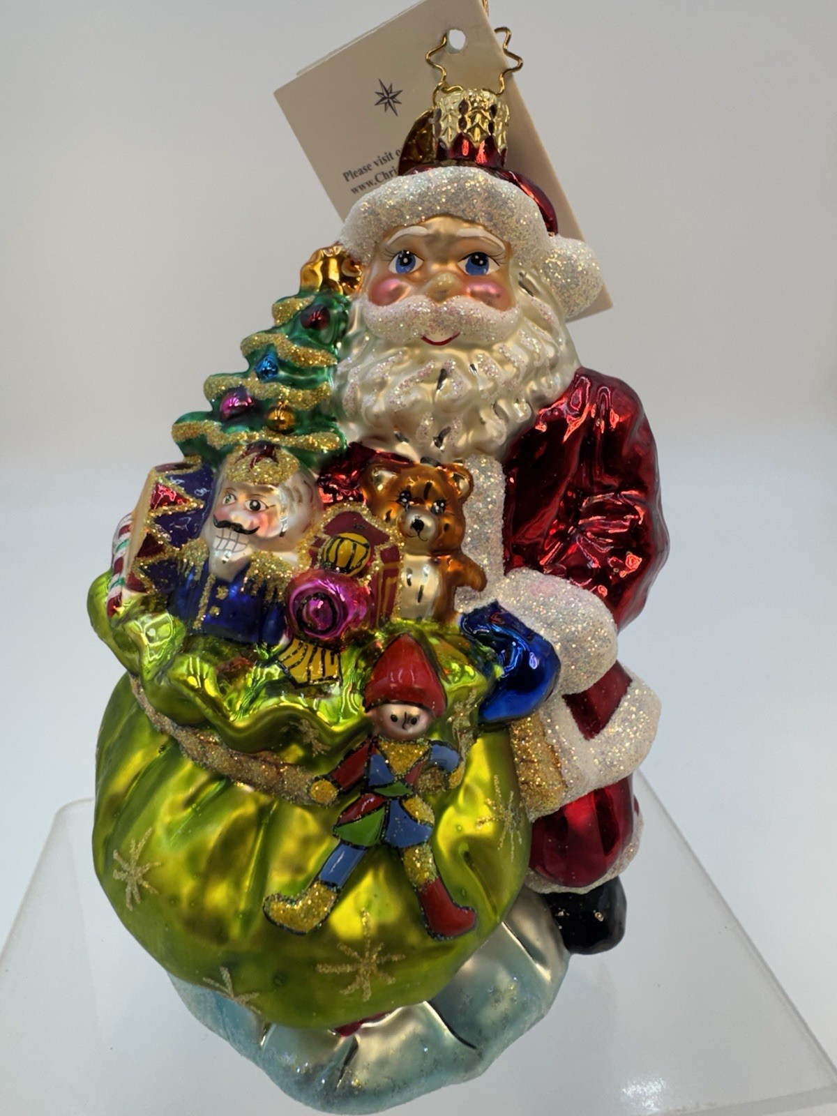 Christopher Radko Ornament, Santa With His Bag Of Toys And Gifts, 6”