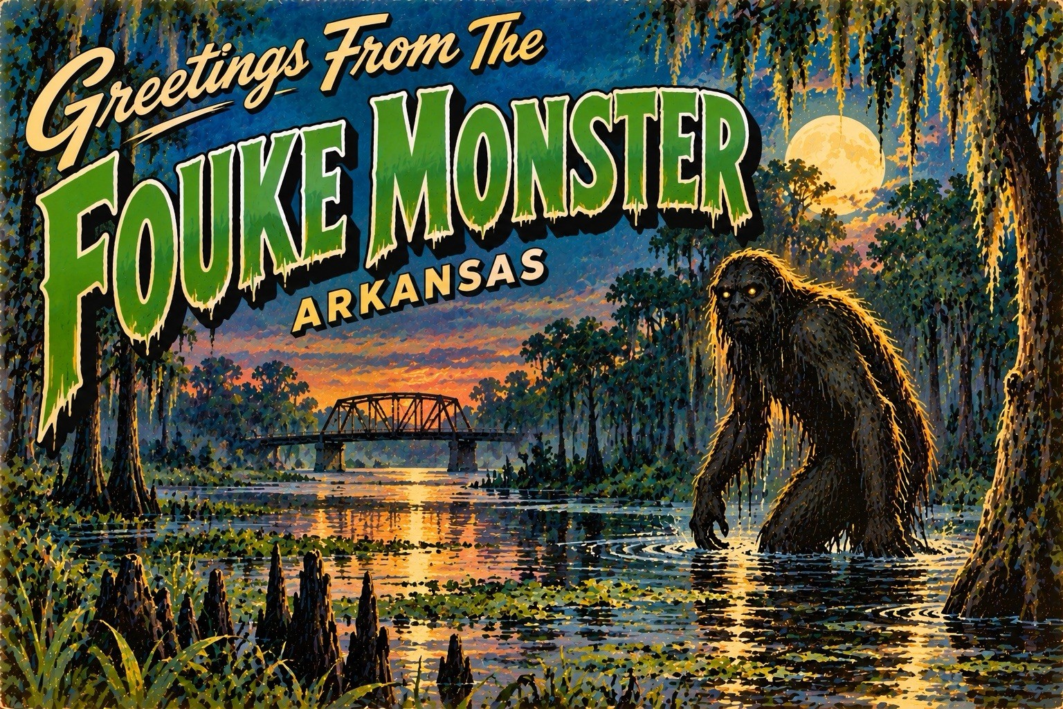 Fouke Monster 4x6 Modern Postcard Fantasy Arkansas folklore E335