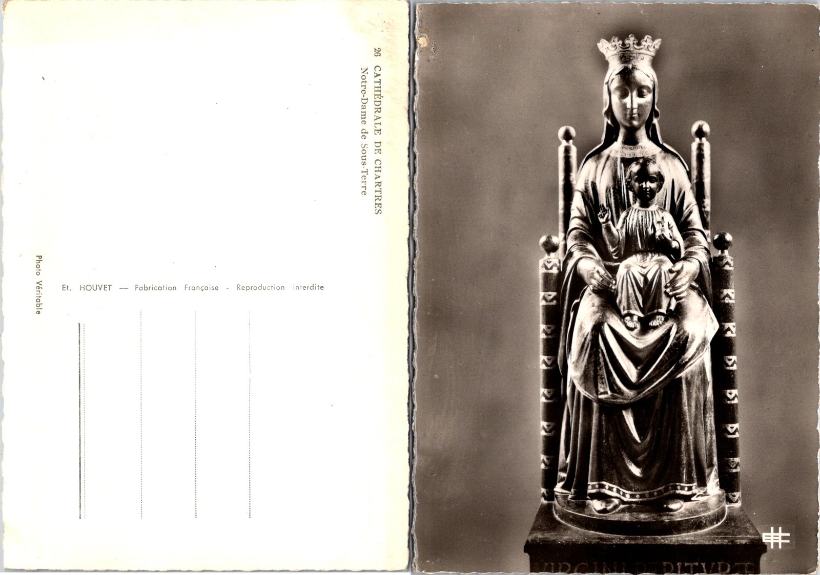 Paris France Cathedrale de Chartres Notre Dame de Sous Terre Postcard 73559