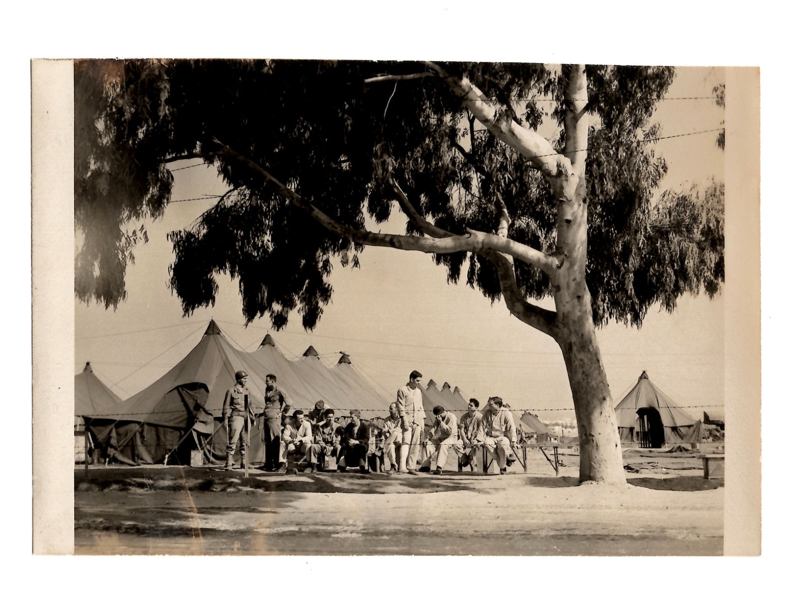 WWII WW2 Original Photo Soldiers in Tent City 1940s *READ*