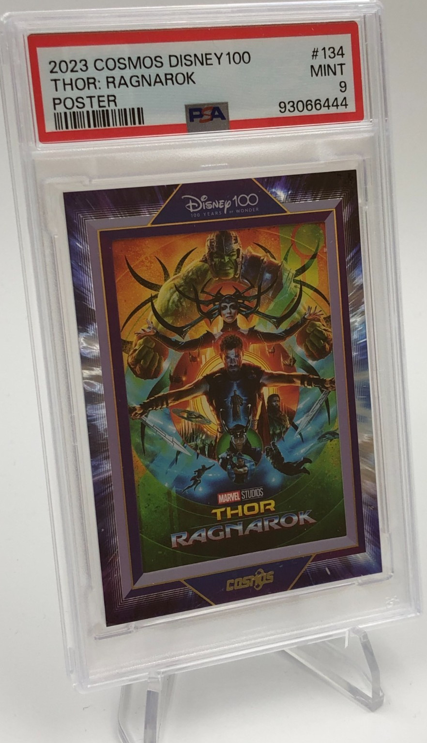2023 Cosmos DISNEY 100 Card THOR: RAGNAROK #134 Poster MARVEL SP/288 PSA MINT 9