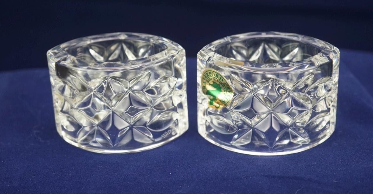 Pair of Waterford Crystal Lismore Collection Napkin Rings Oval Shape TV691