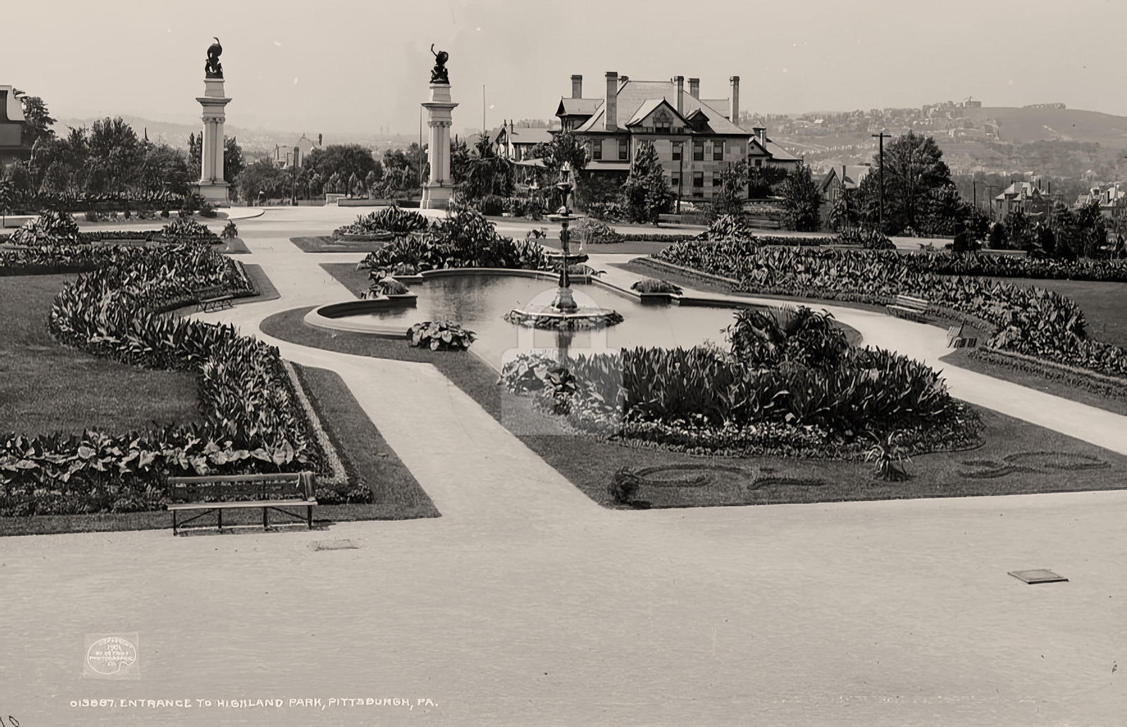 Entrance to Highland Park Pittsburgh PA c1901 RPPC Photo Postcard COPY