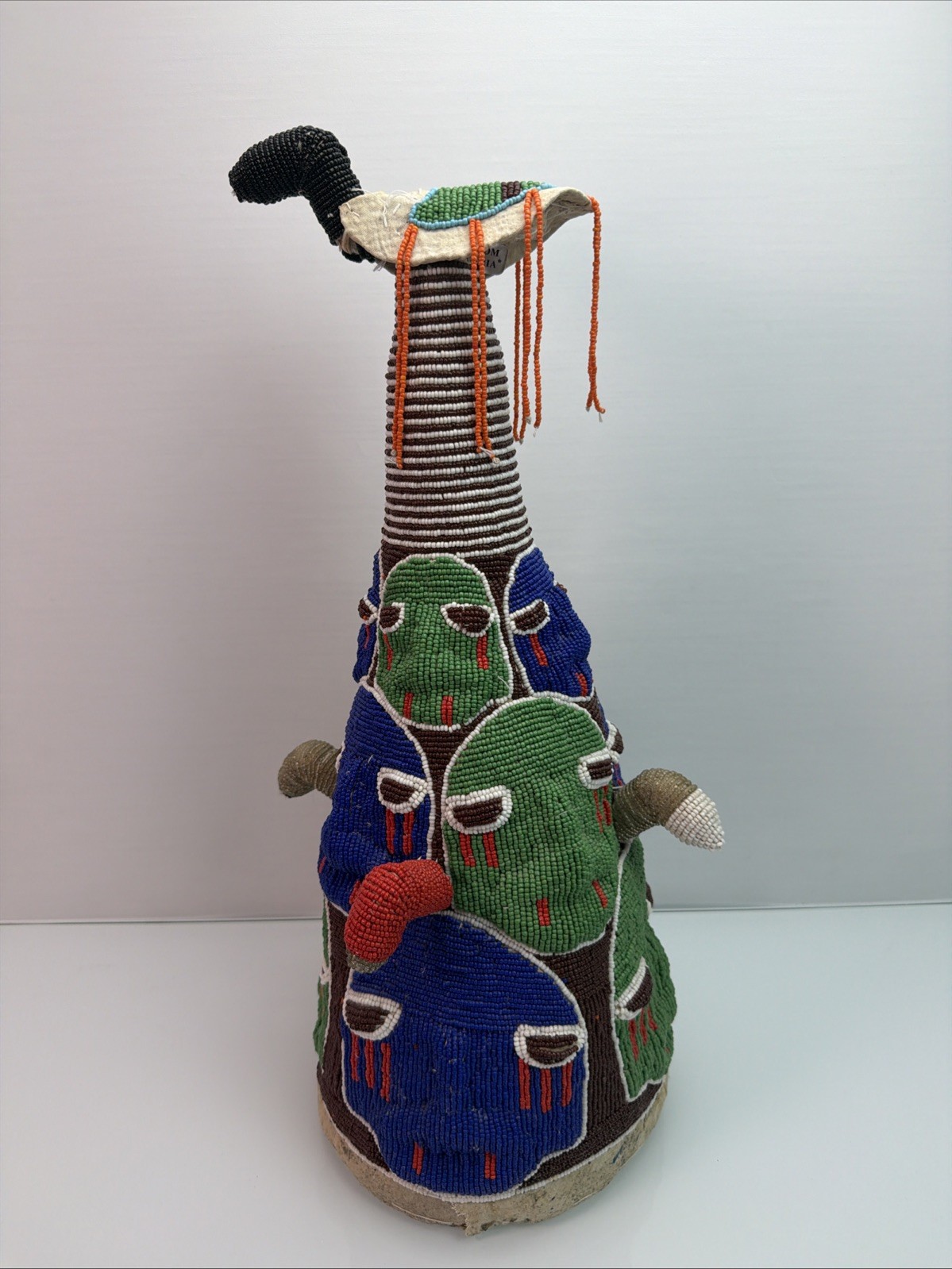 Vintage Yoruba Hand Beaded Ceremonial Crown Folk Art AS IS