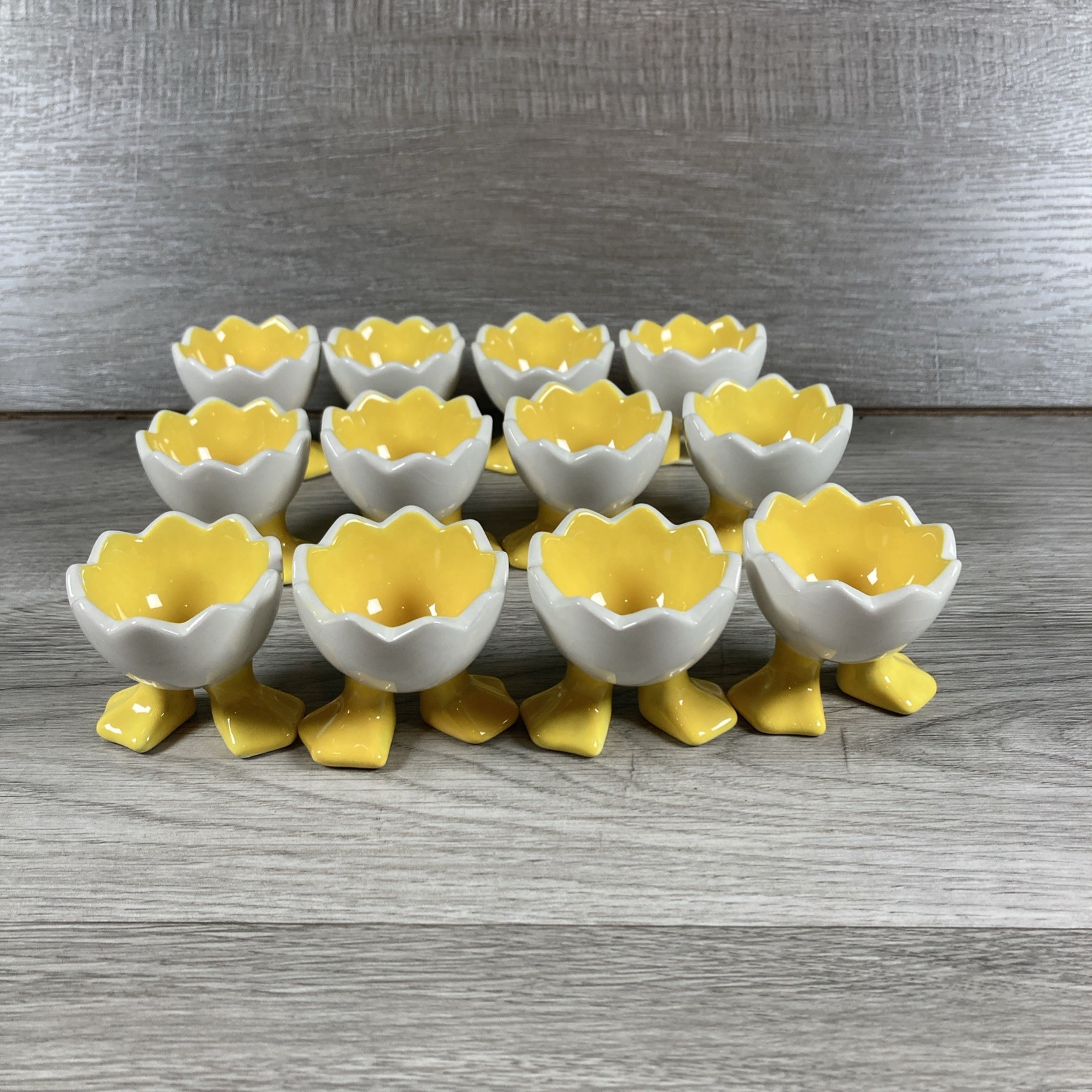 Ganz Bella Casa Hard Boiled Egg Cups Duck Feet Easter Cracked Holder Footed Set