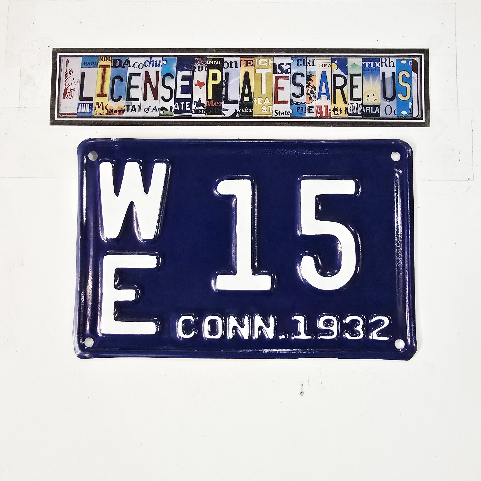 1932 Connecticut License Plate 🔥 Vintage CT Two Digit Low Number Tag WE 15