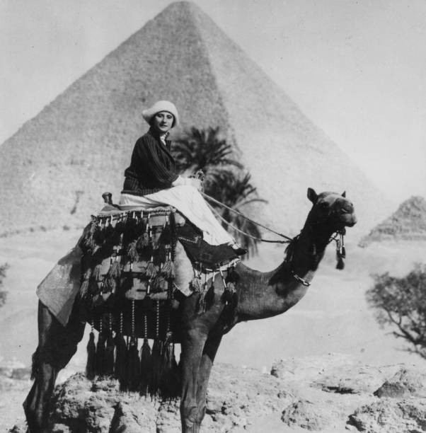 Ballerina Anna Pavlova riding a camel in Egypt 1920s Historic Old Photo