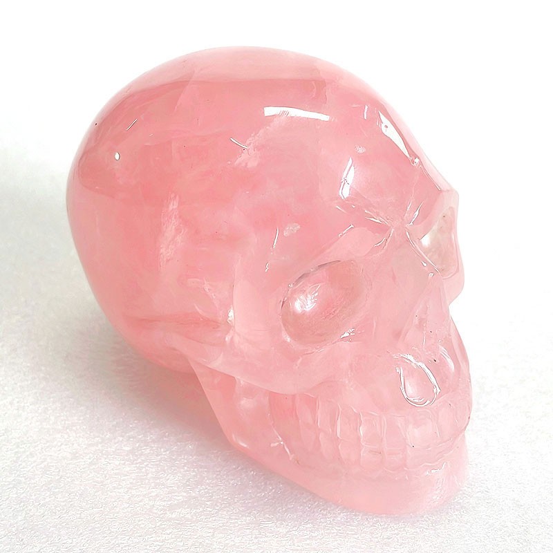 😍😍😍😍😍3.7\'\' Rose quartz Carved Crystal Skull，Crystal Healing，Home Decoration