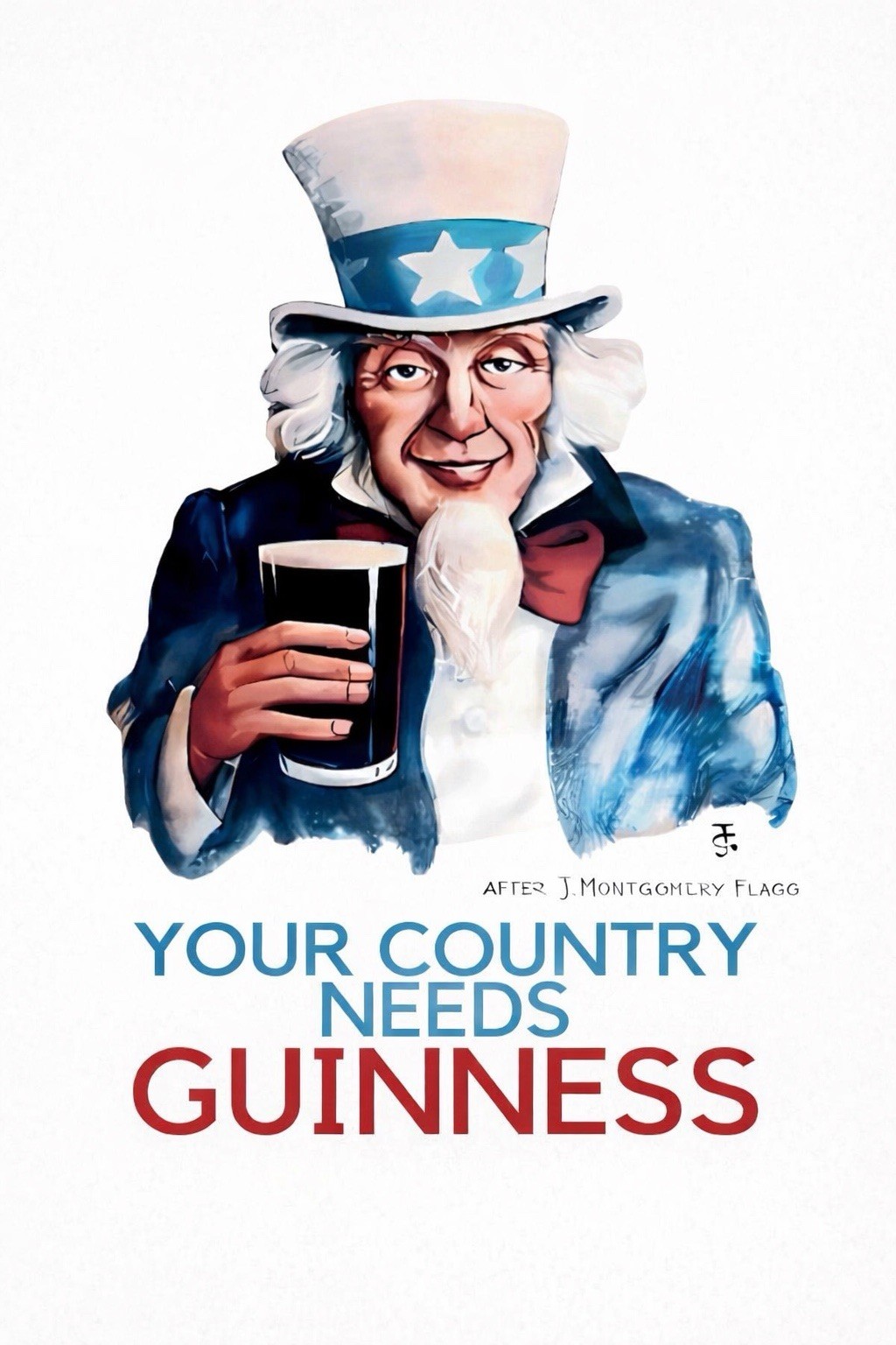 Uncle Sam Patriotic GUINNESS Beer Advertising Modern Postcard St Patrick’s A887
