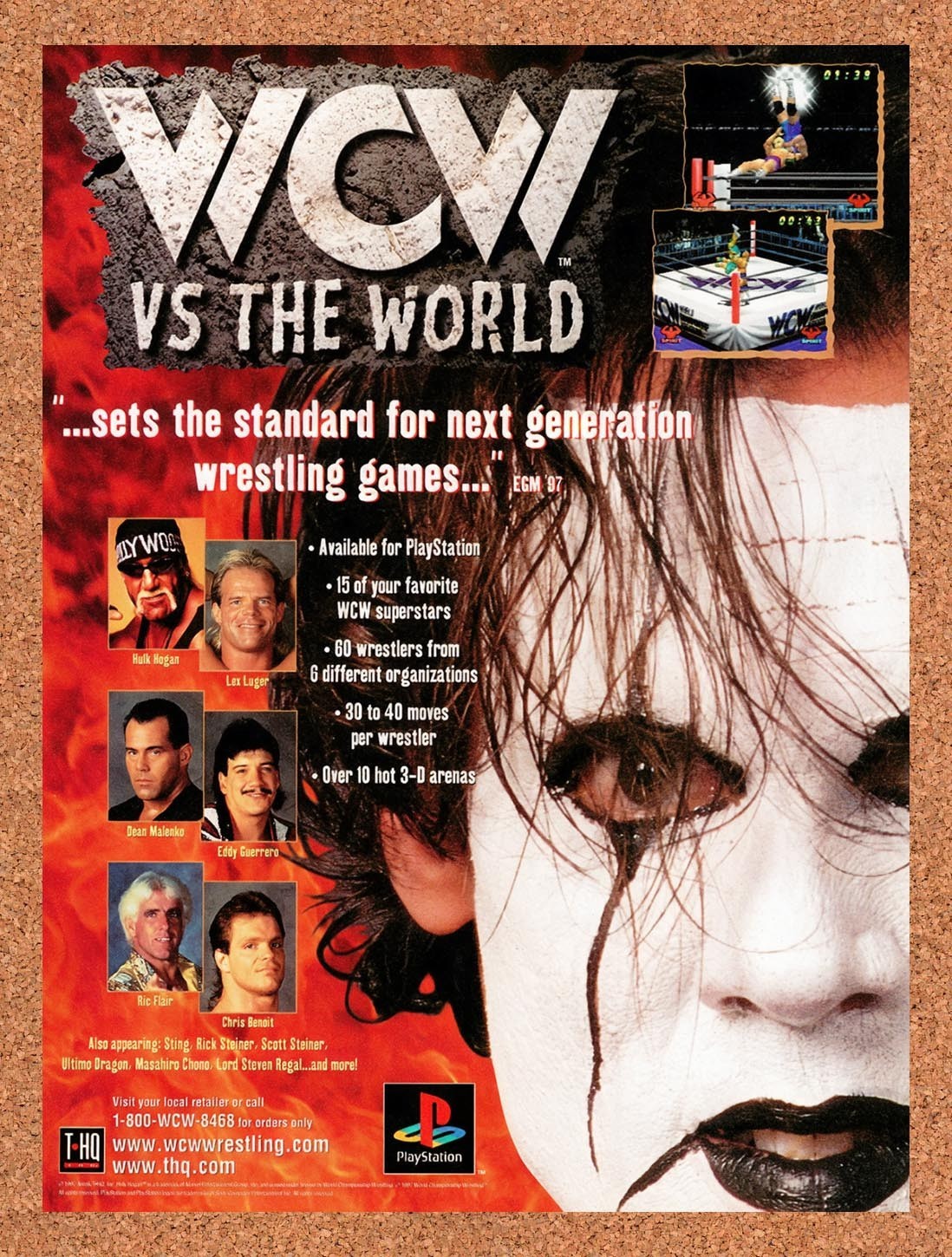 1997 WCW vs The World PS1 Original Advertisement / Retro Promo v1