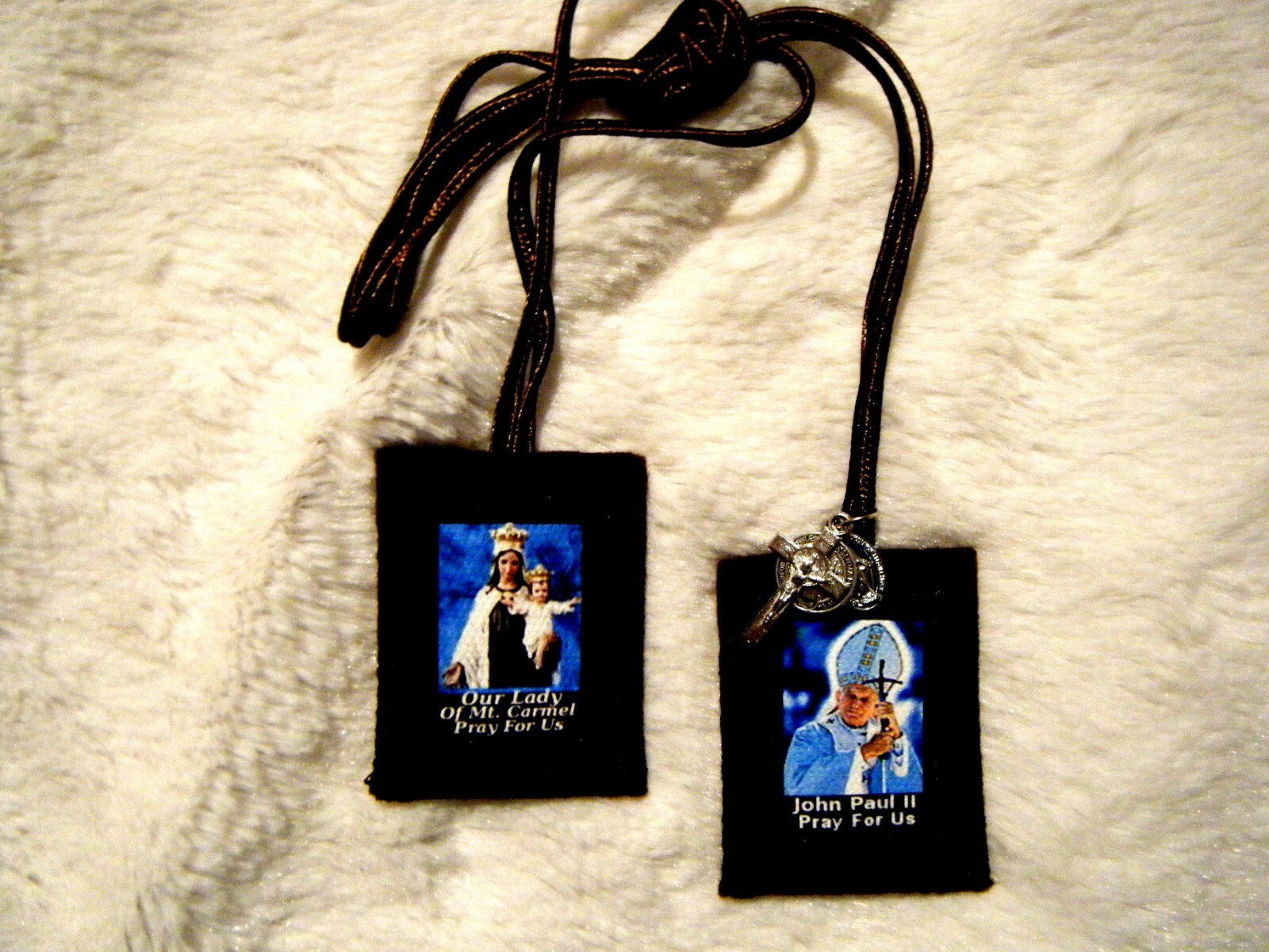 John Paul II Brown Scapular 100 percent Wool Handmade in USA