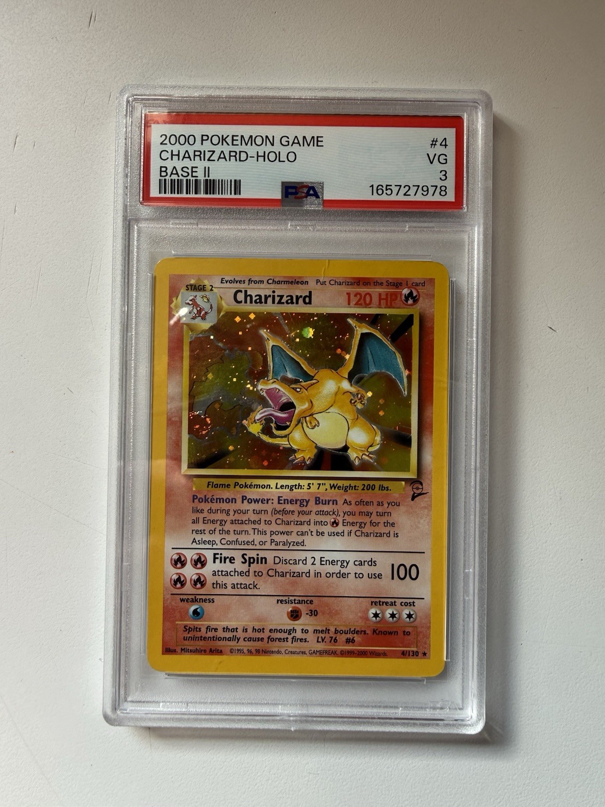 Wizards of the Coast 2000 Pokémon Base Set 2 Charizard Holo 4/130 PSA 3
