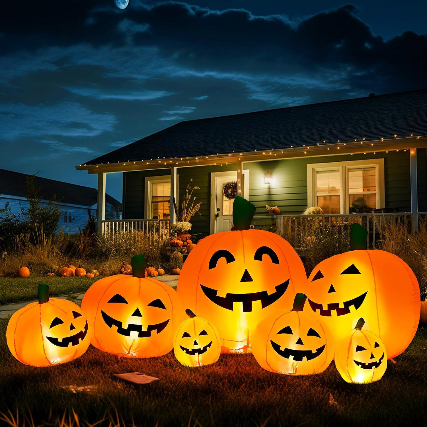 7.5FT Halloween Inflatable Outdoor Decoration Pumpkin(Cold White)