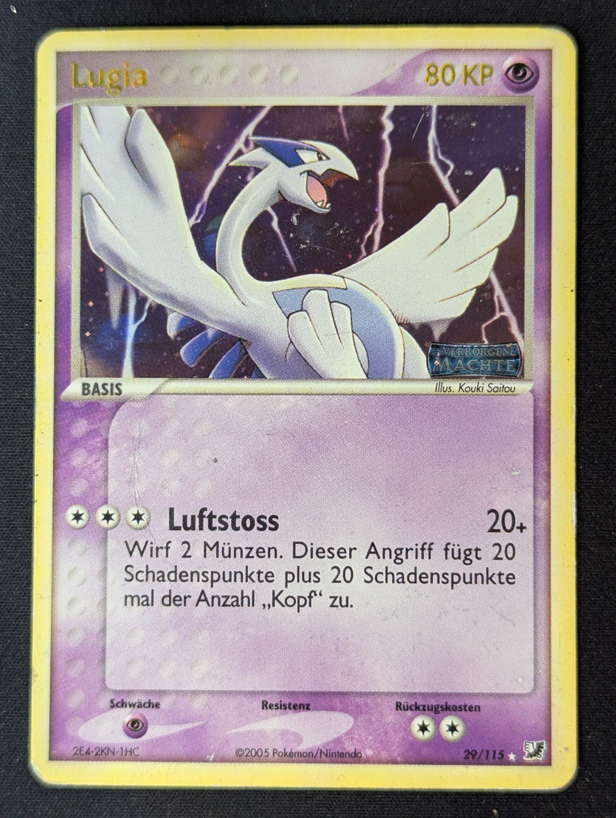 Pokemon Lugia 29/115 Rare Holo Stamped Secret Forces German Played
