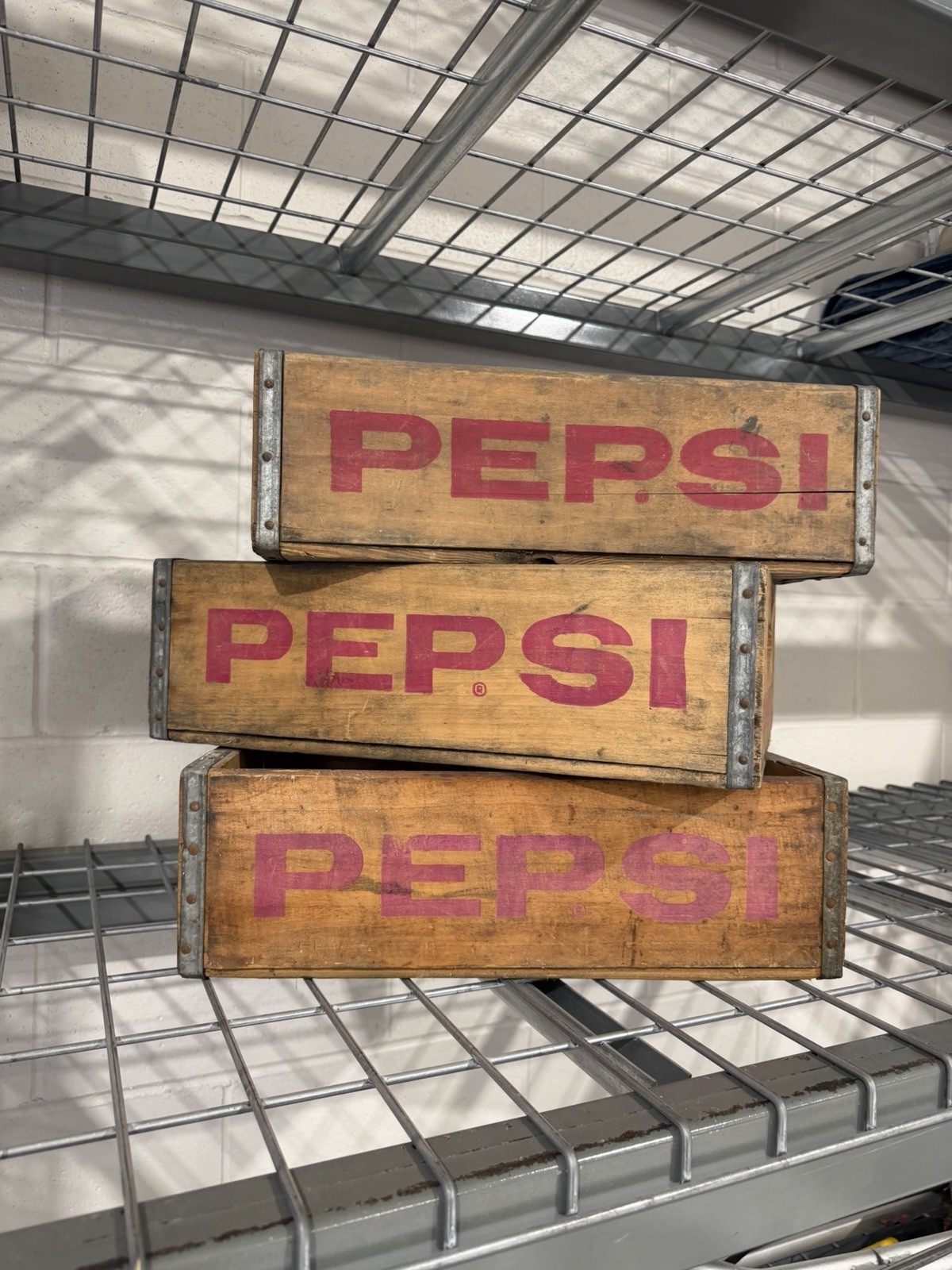 Vintage Pepsi Cola Wooden Soda Pop Bottle Crate comes in a set of 3