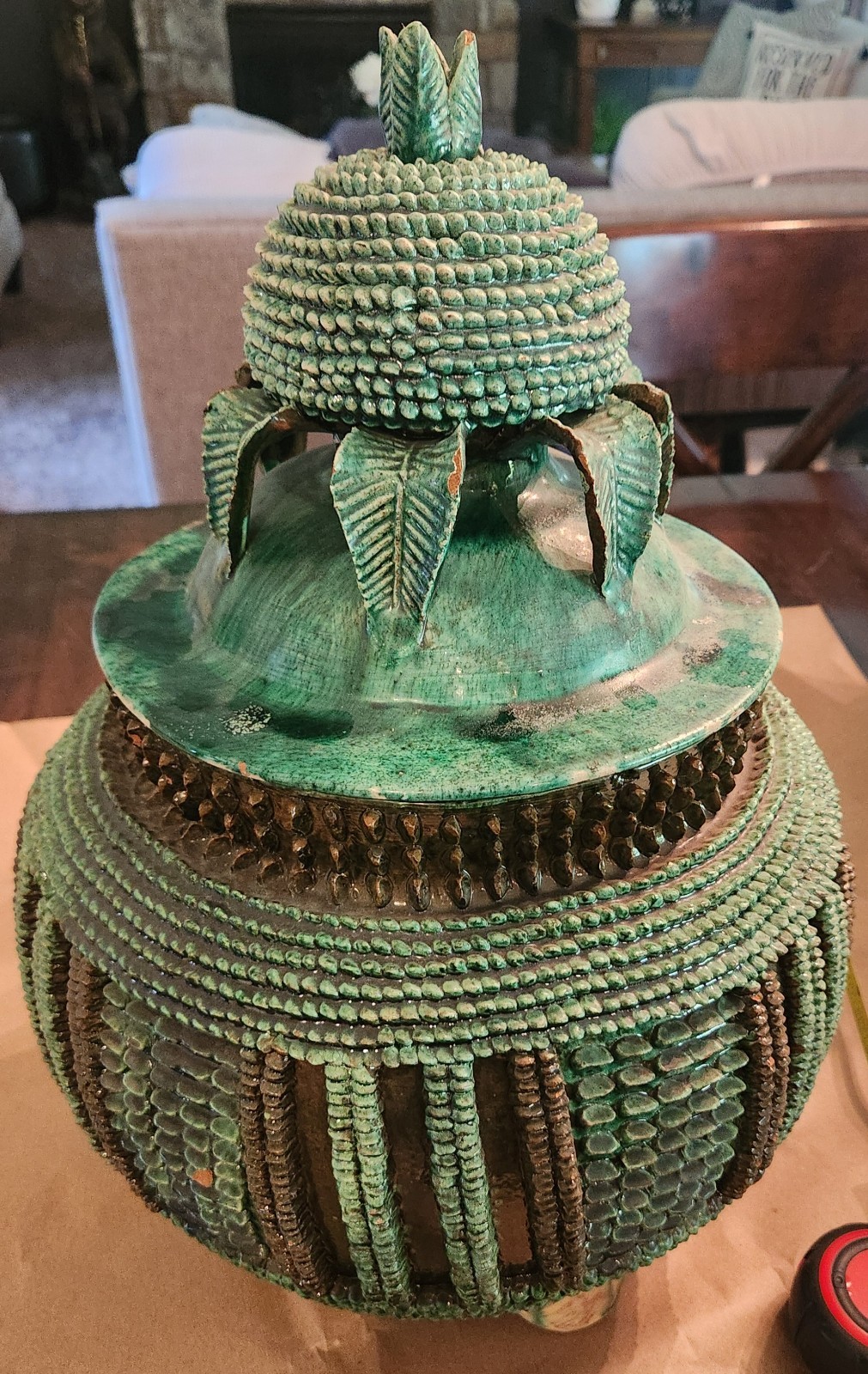 Michoacan Glazed Clay Pineapple Jar