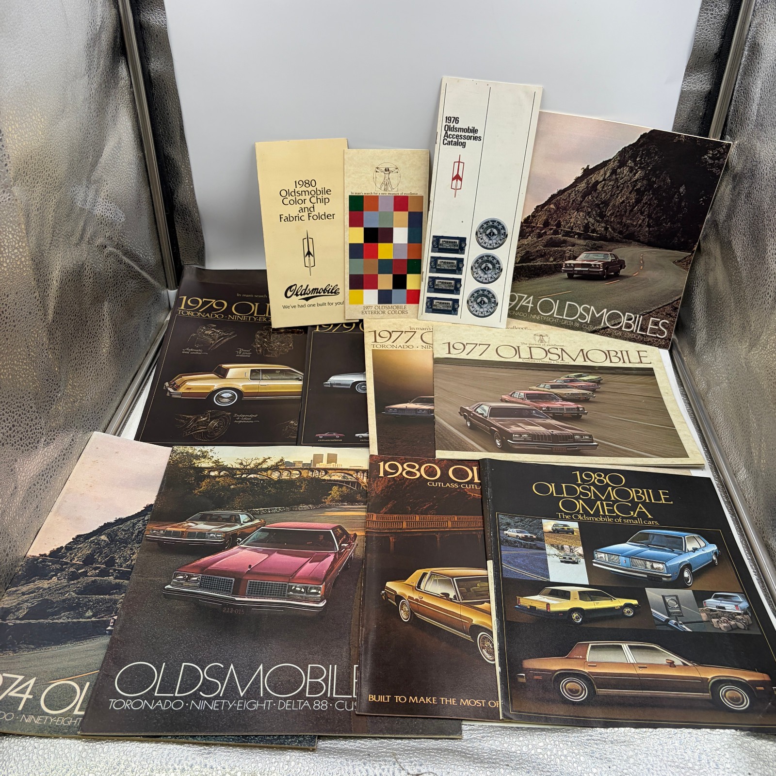 1974-1980 Oldsmobile Dealer Brochure Lot Color Chips Accessories Toronado 98