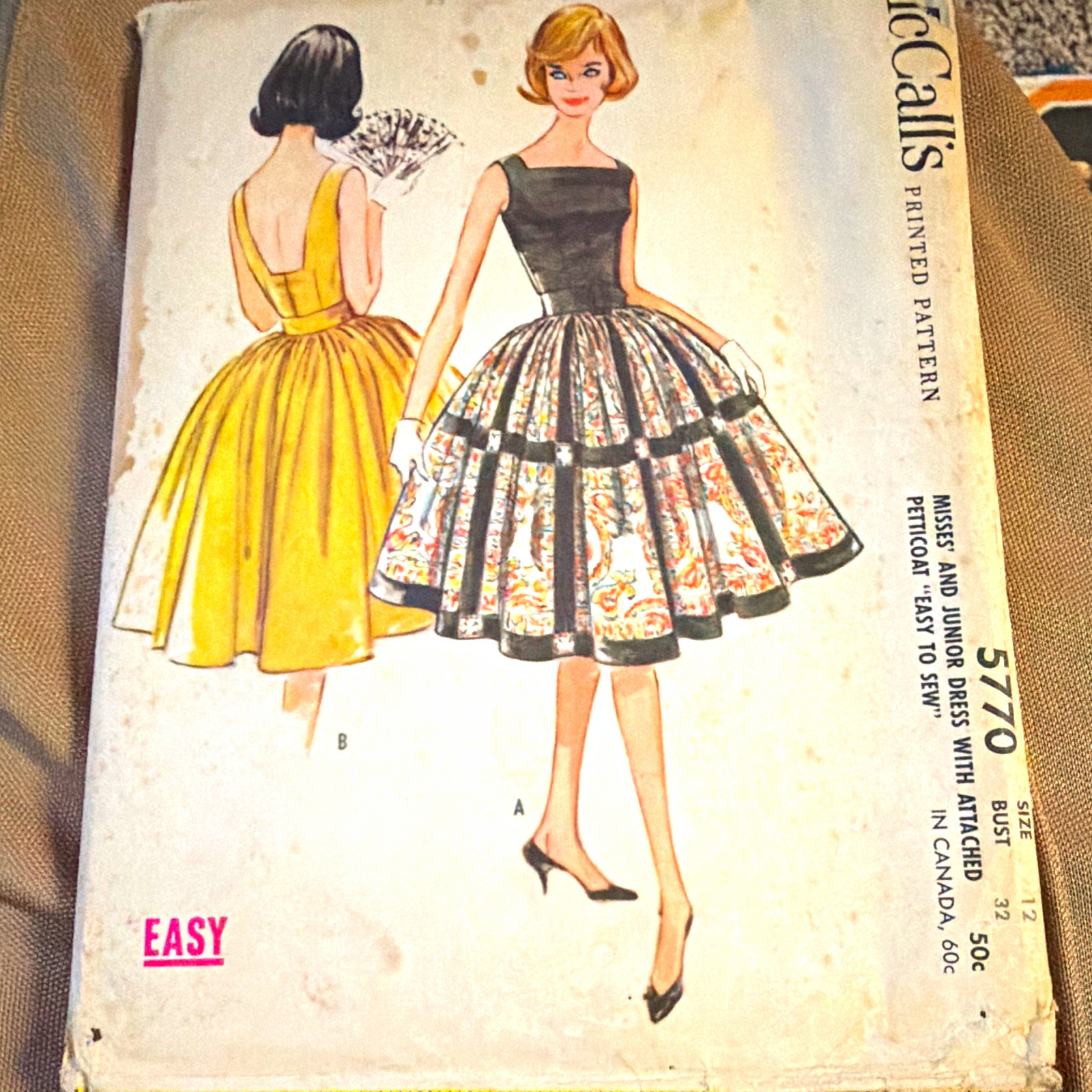 McCall's Easy-Rule 5770 Vintage Original Women’s Dress Sewing Pattern Sz 12