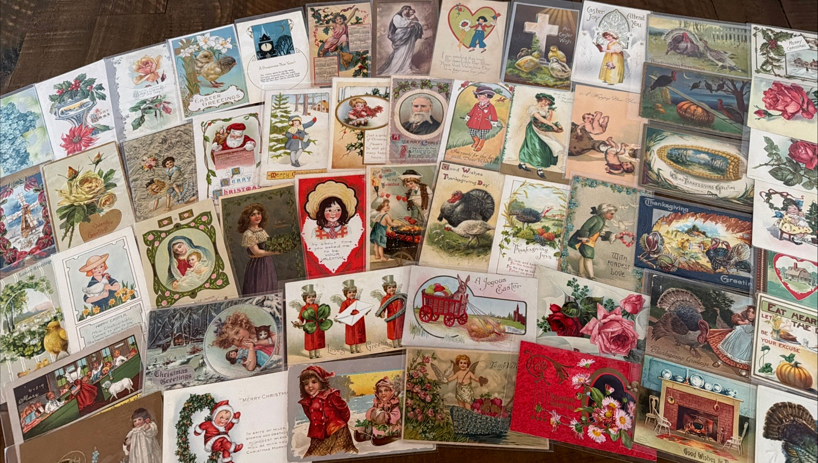 Lot of 60~Mixed~ Antique Vintage Holidays Greetings 1900's Postcards~Santa~s691