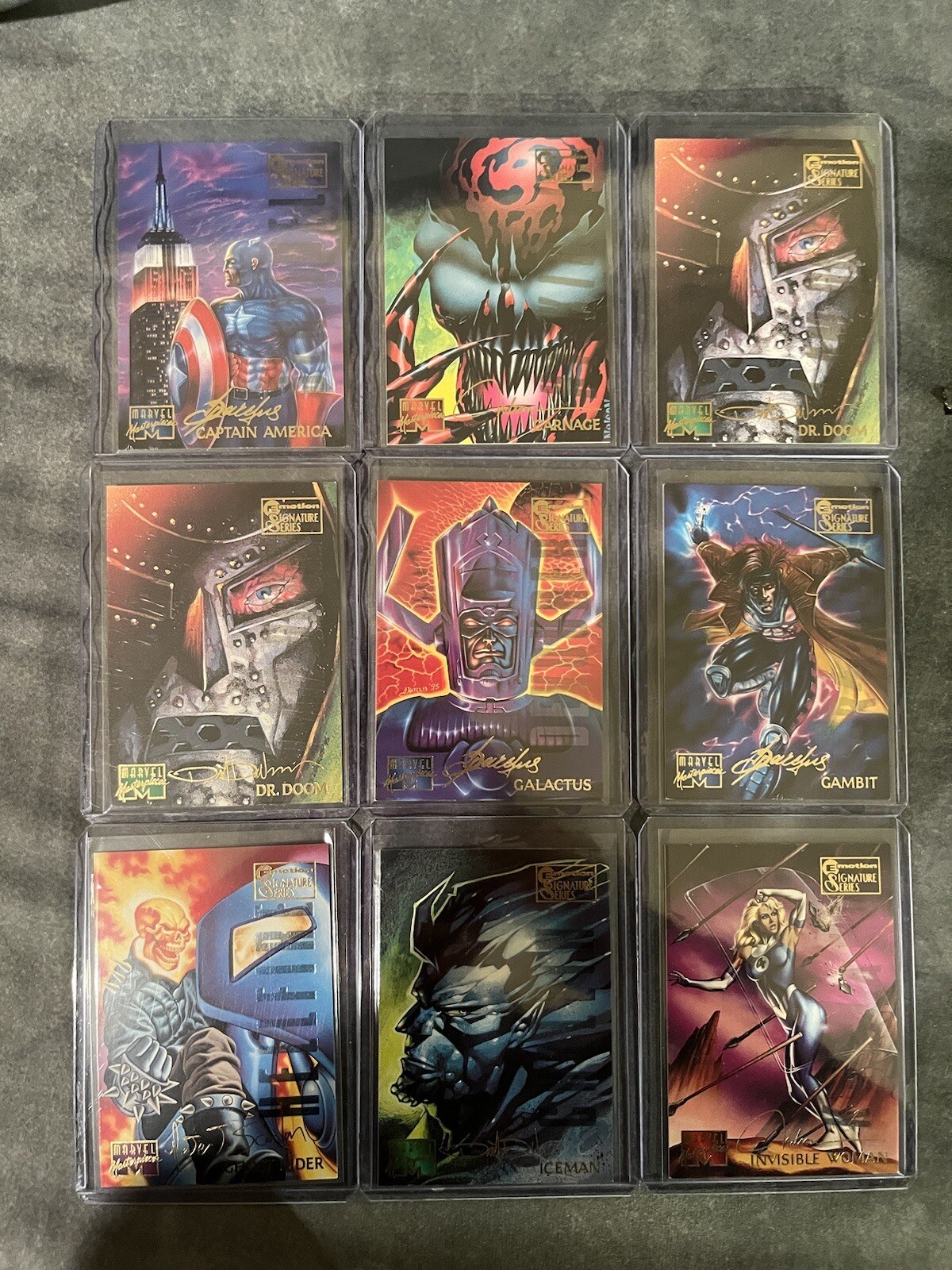 1995 Marvel Masterpieces Base, Emotion Signature, HOLOFLASH, You Pick Finish Set