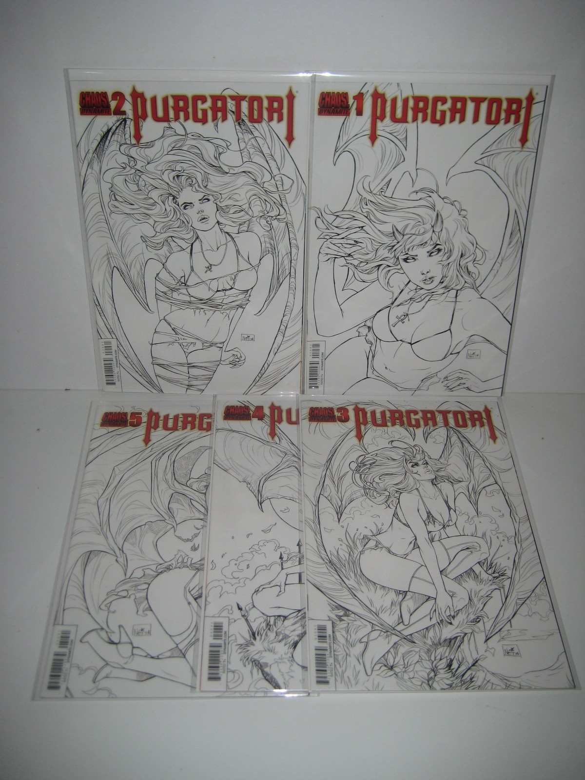 Purgatori #1-5 (Chaos, Dynamite, 2014) Ruffino B&W Variant Set 2 3 4