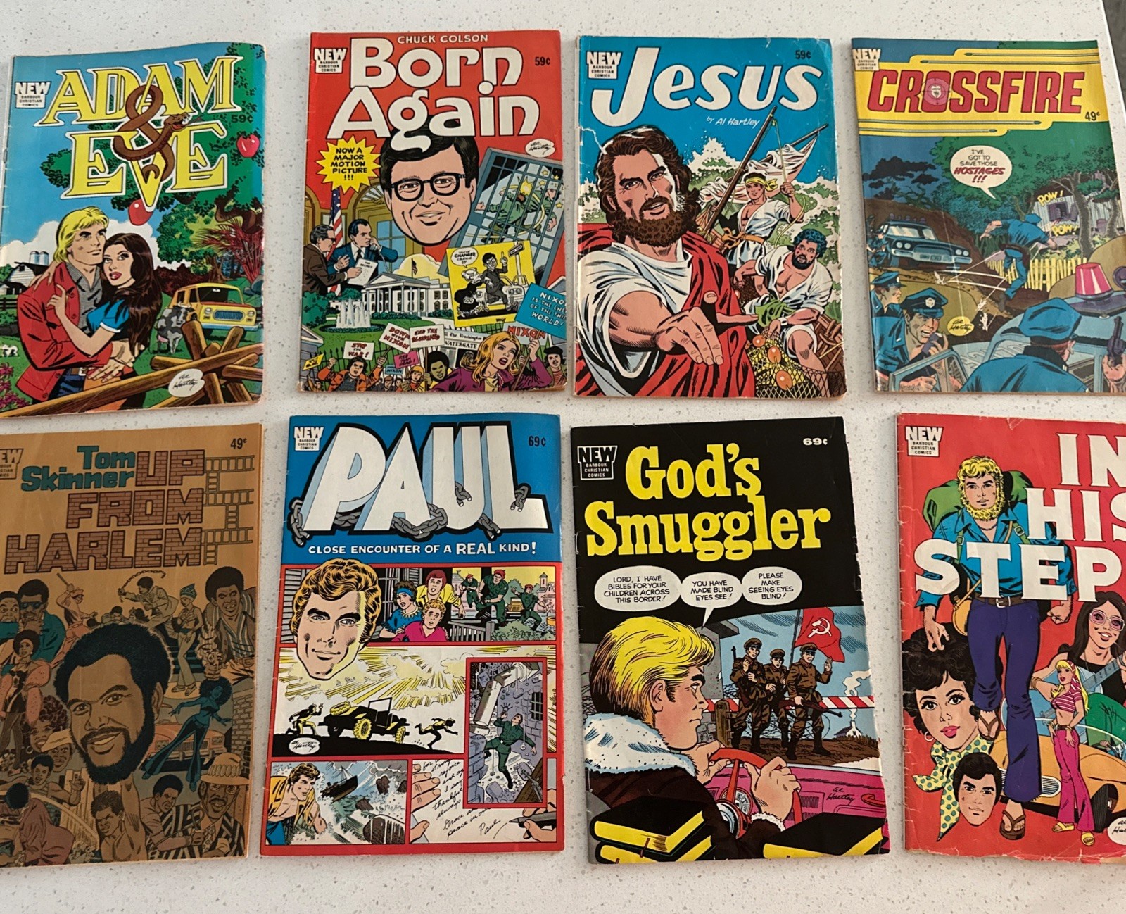 Lot of 8 Barbour Christian Comics Al Hartley 1975-1988 VTG Religious Comic Books