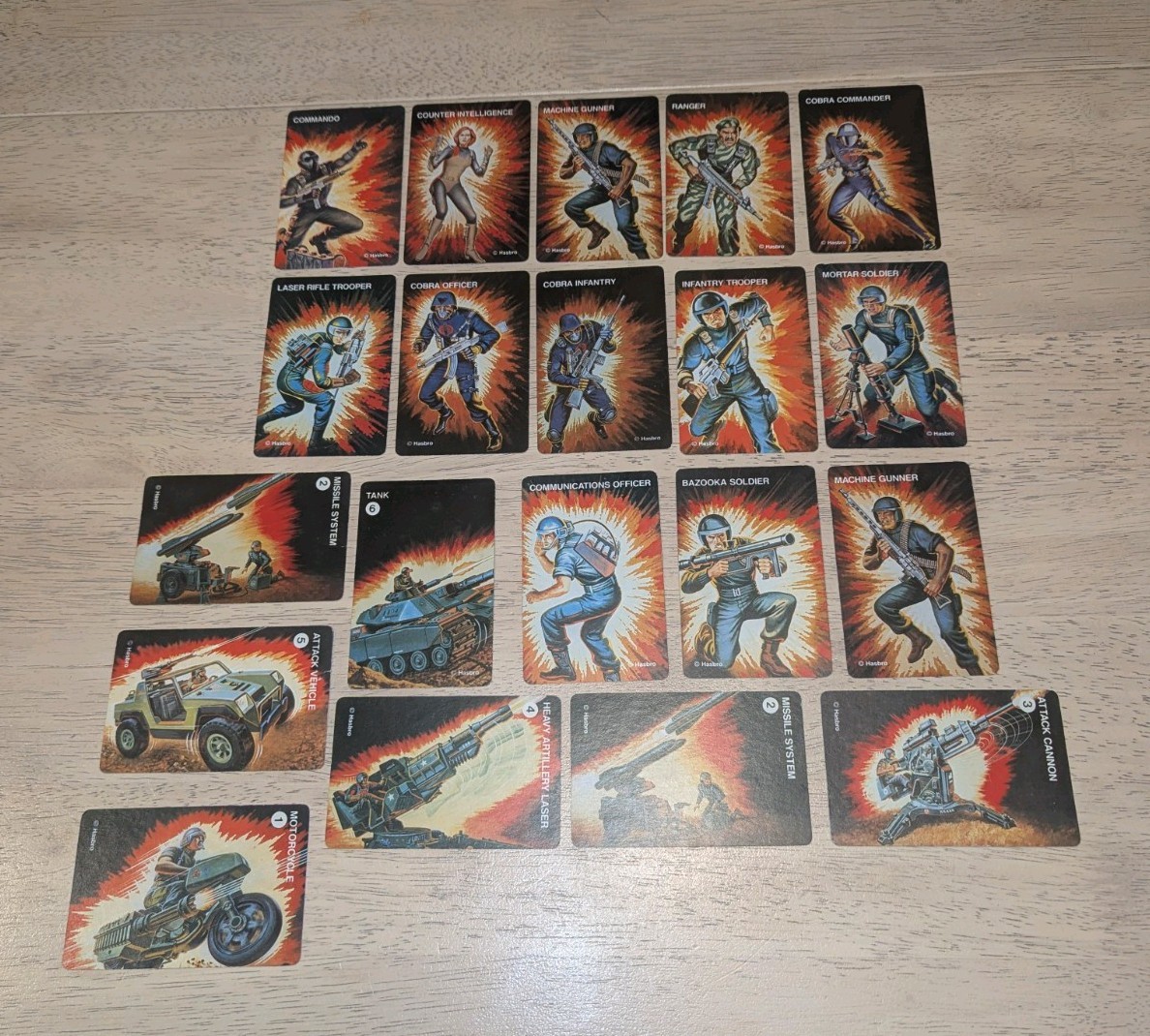 G.I. Joe Cobra 20 Card Lot - Snake Eyes Scarlett Cobra Commander Vintage 1982