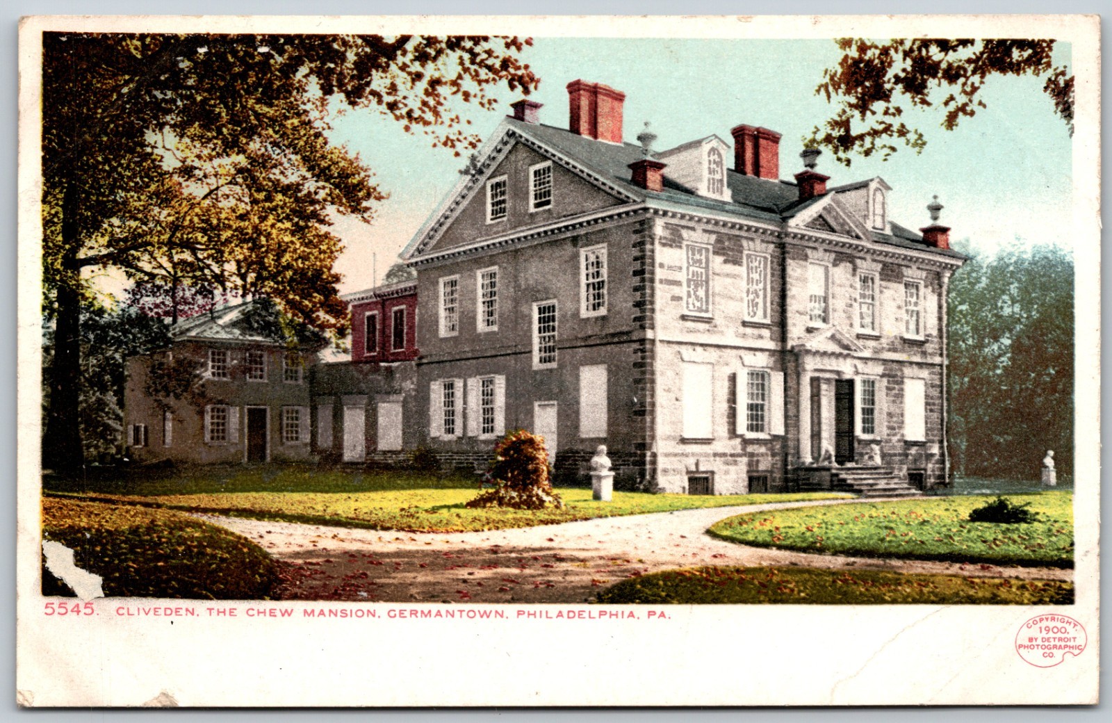1900 Cliveden Chew Mansion Germantown Philadelphia ANTIQUE Postcard 9246