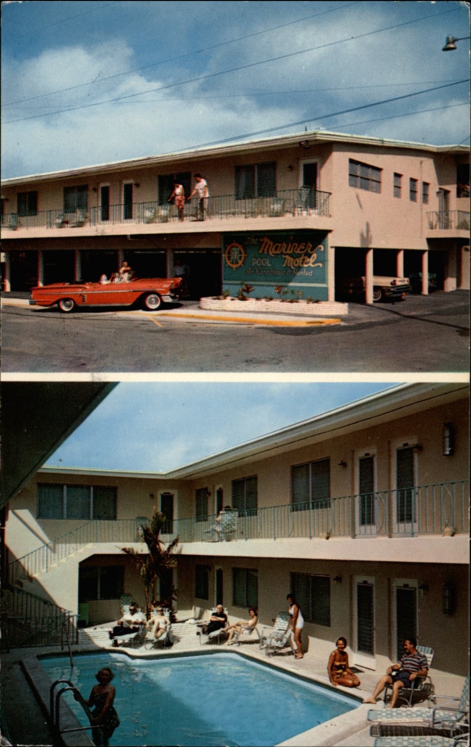 Mariner Motel Hollywood by the Sea FL Classic Car Pool vintage postcard u84