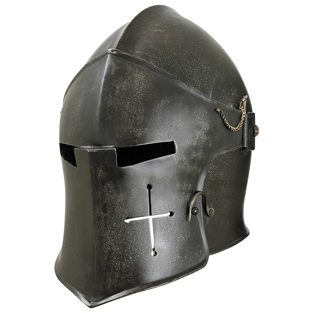 Epic Dark Visored Barbuta Helmet