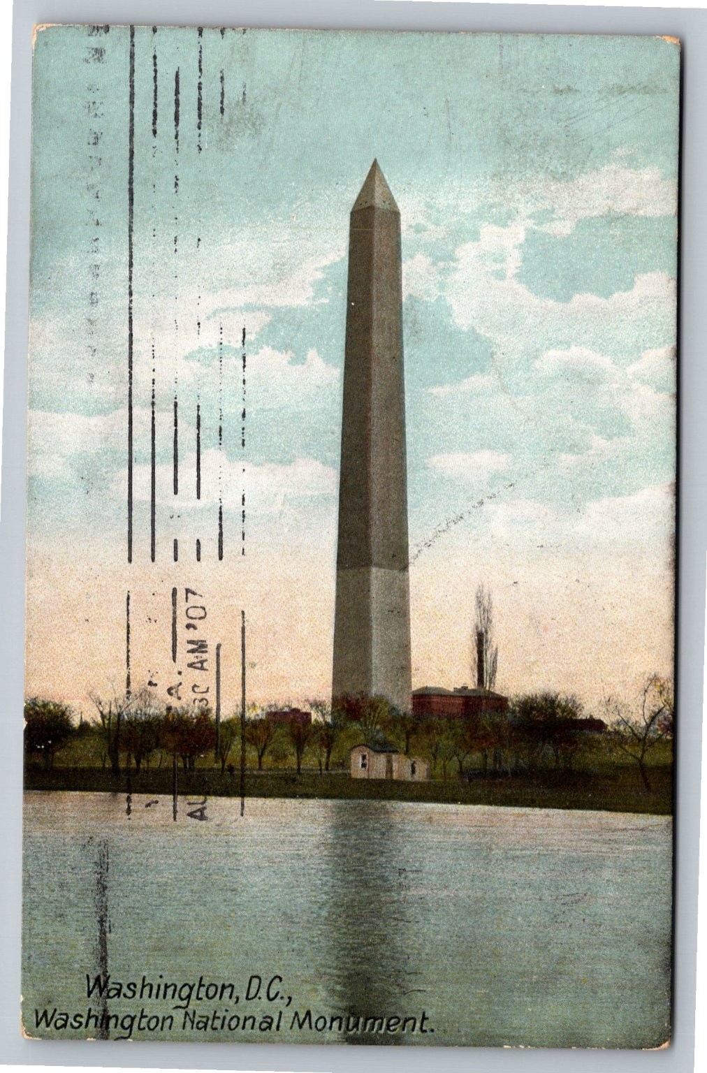 Vintage Washington Monument Postcard Washington D.C. 1907 Postmarked