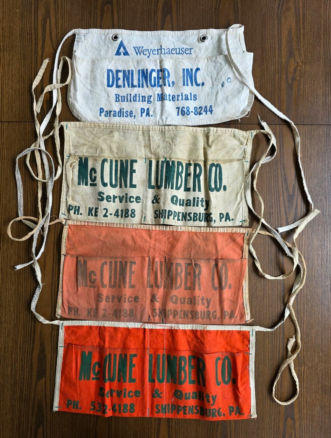 4 Vintage Cloth Canvas Nail Apron Pennsylvania 
