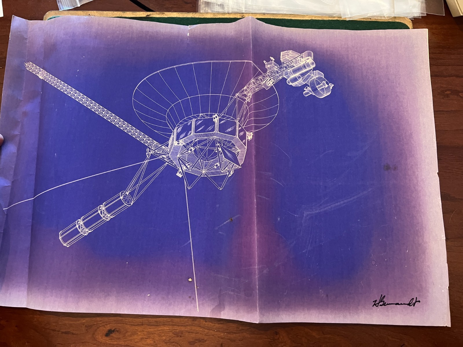 Rare JPL / NASA Vintage blueprint Poster of the Voyager Spacecraft