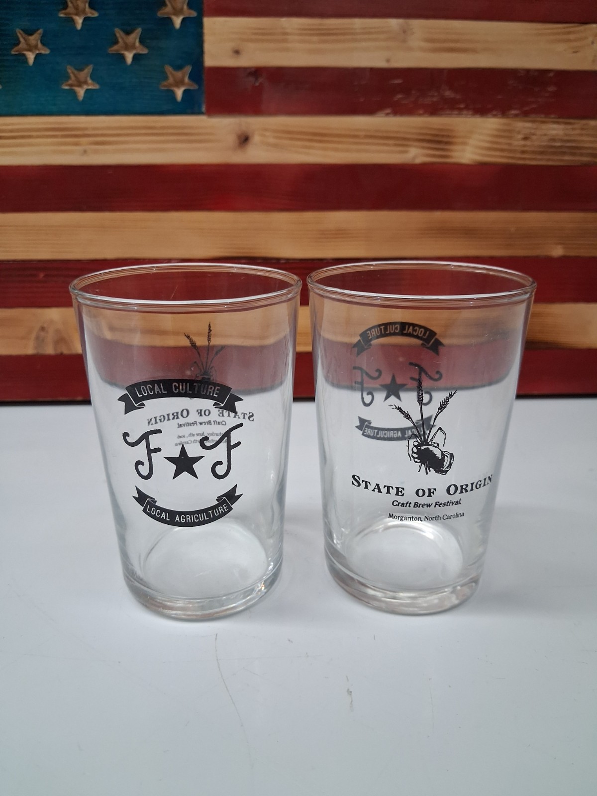 Fonta Flora State of Origin Craft Brew Festival Pint Glasses Set  2 Morganton NC