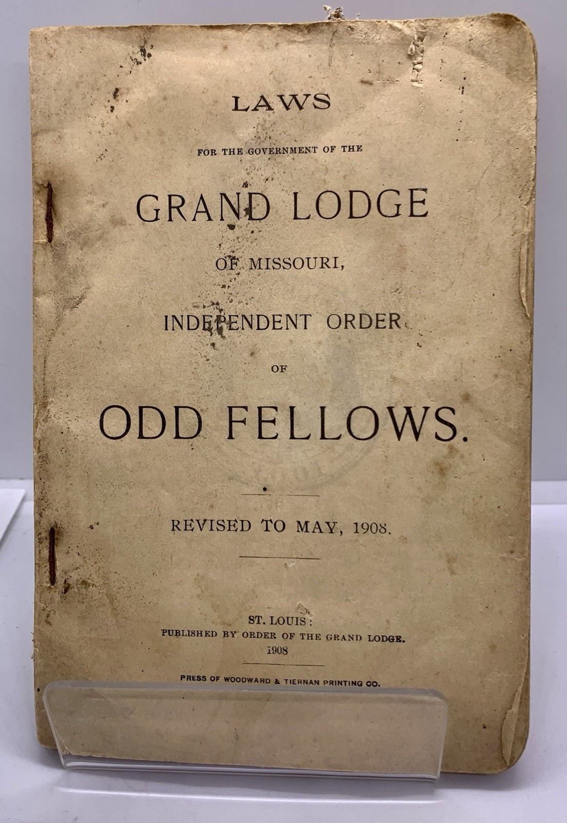 1908 Grand Lodge of Missouri Odd Fellows Independent Order - Booklet - No Cover