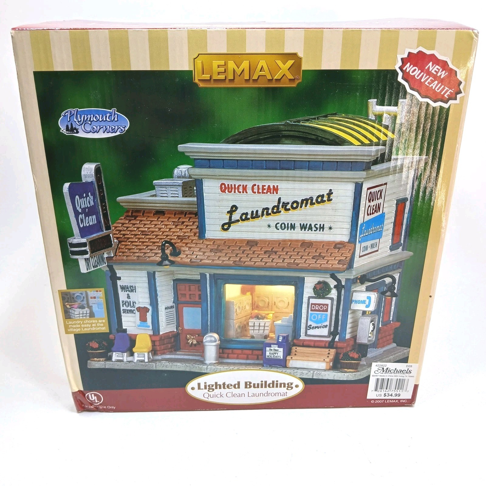 Lemax 2007 Quick Clean Laundromat #75511 Plymouth Corners Christmas Village