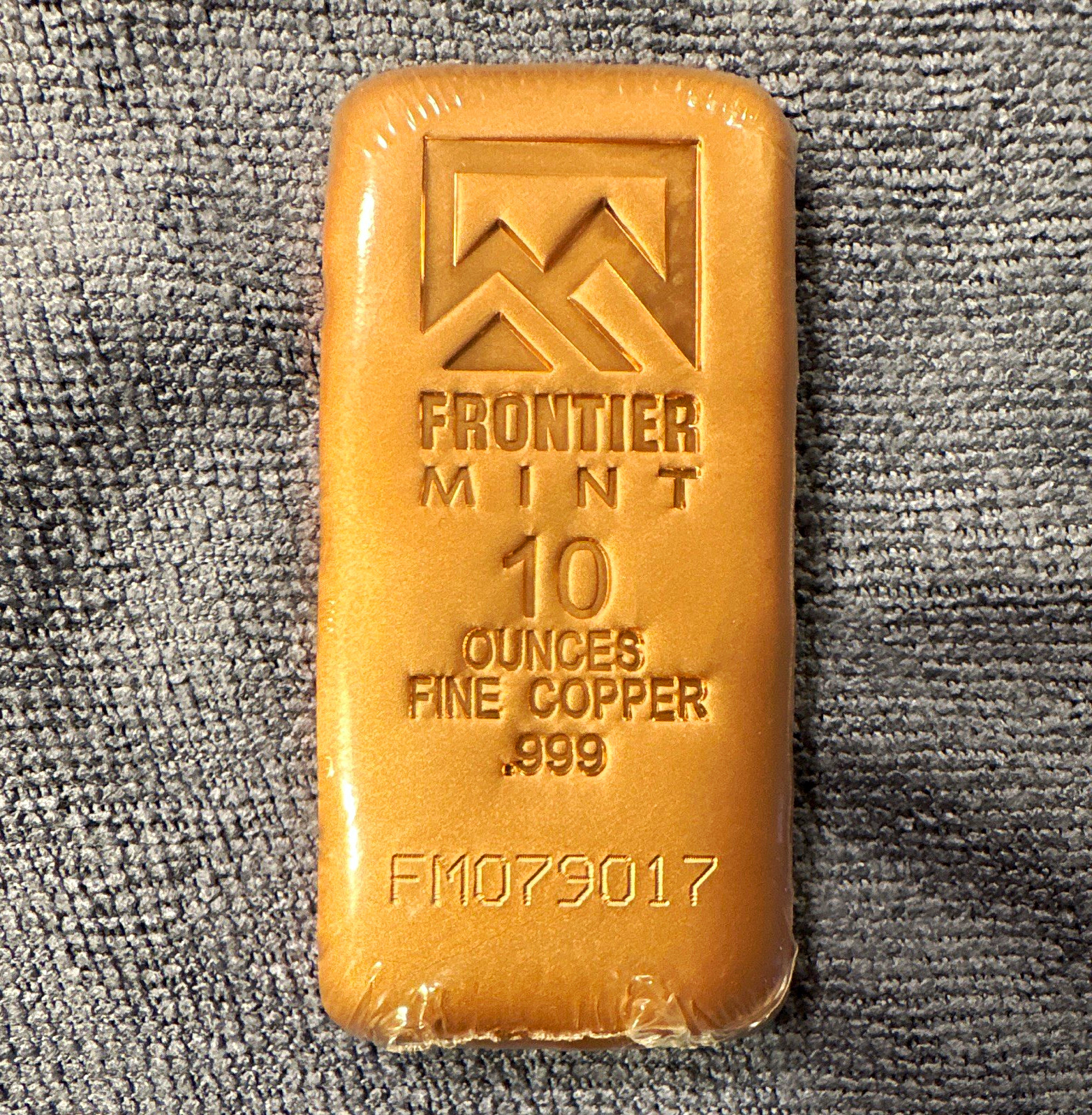 Frontier Mint 10 oz .999 Fine Copper Bar FM079017 w/ Certificate of Authenticity