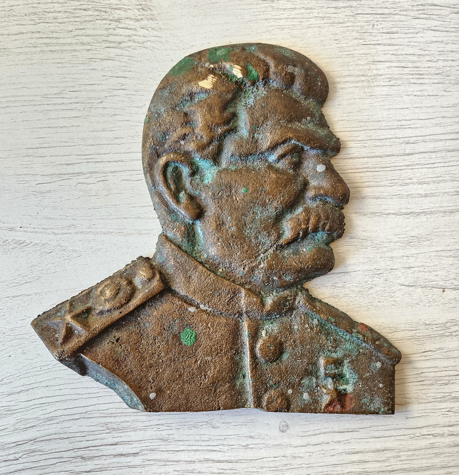 Original Soviet USSR Joseph Stalin Brass Bas-Relief Plaque Vintage 1950s