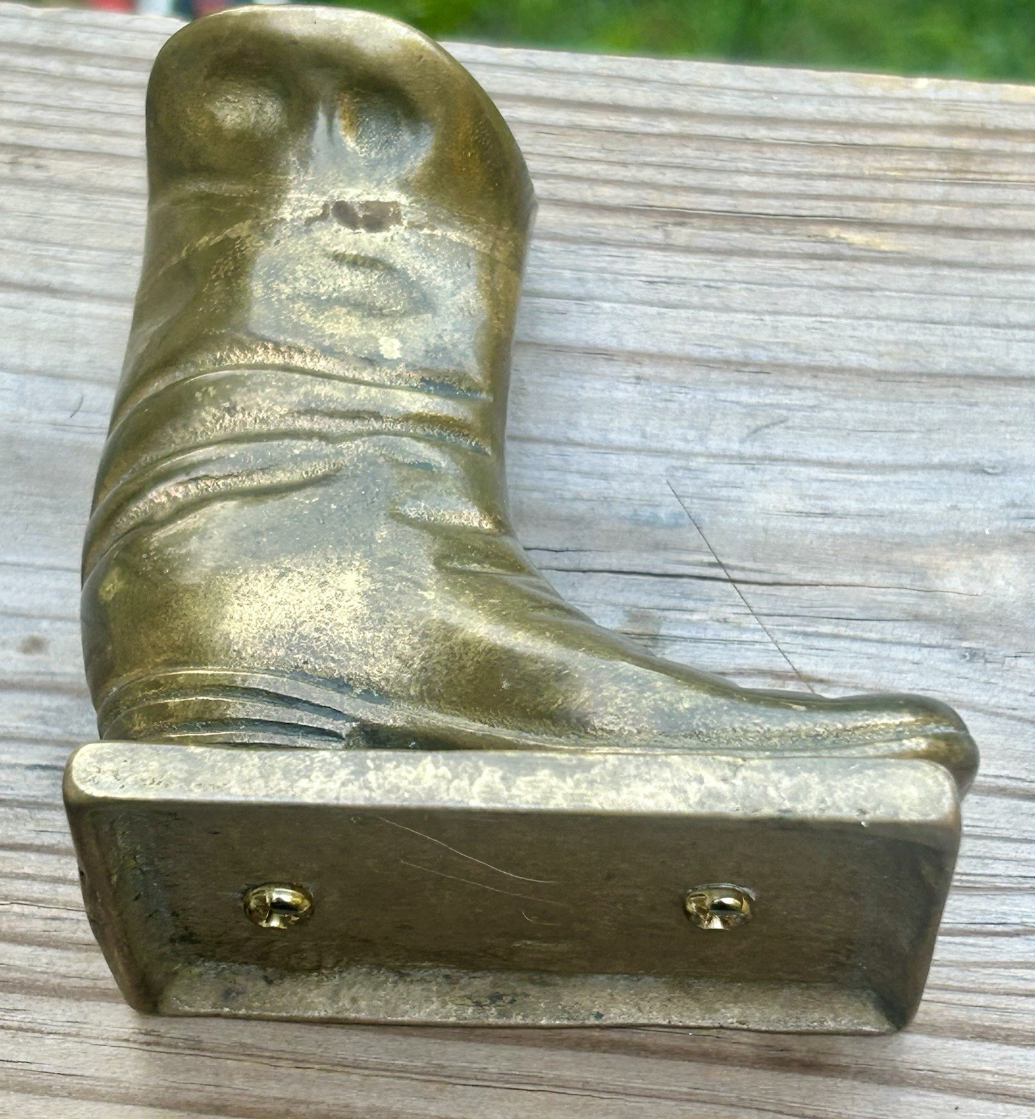 Vintage Cast Iron Boot Shaped Match Stick Holder Match Safe on Base