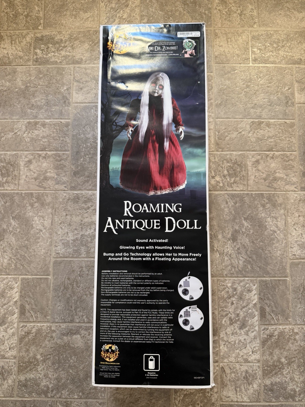 Spirit Halloween Foaming Antique Doll Spooky Animatronic Prop Decoration NWT