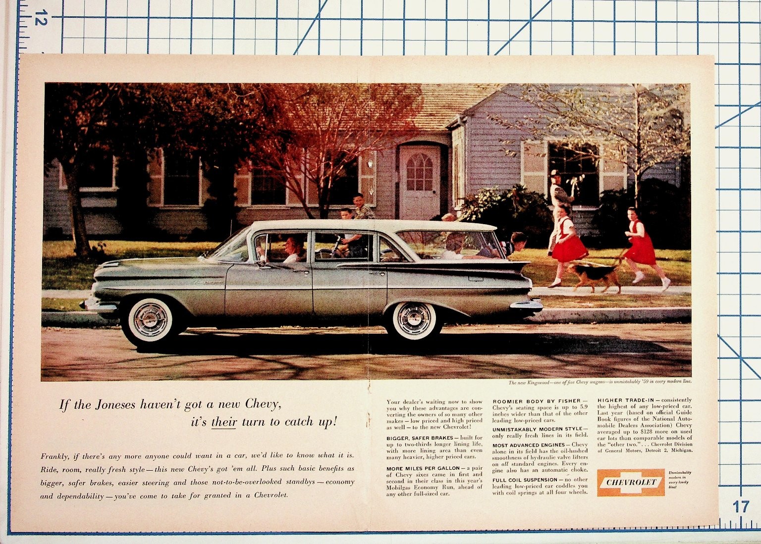 1959 Chevrolet Kingswood Wagon Vintage Print Ad Ephemera Car Advertisement