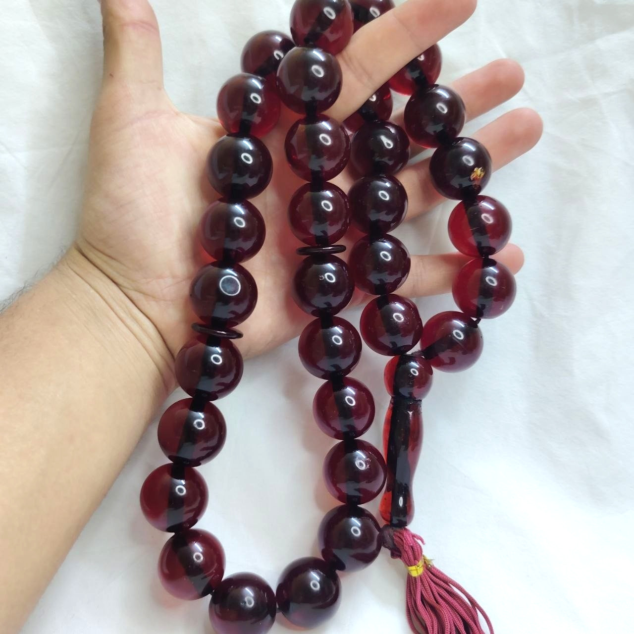 Vintage Faturan Mine Tasbih 33 Beads Cherry Red Ottoman Style Prayer Beads 