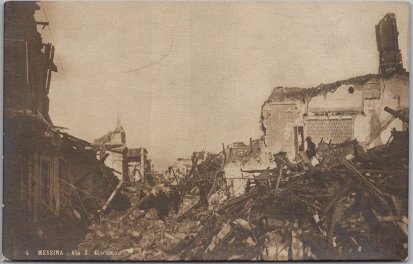 1908 MESSINA EARTHQUAKE, Sicily Italy Real Photo RPPC Postcard \