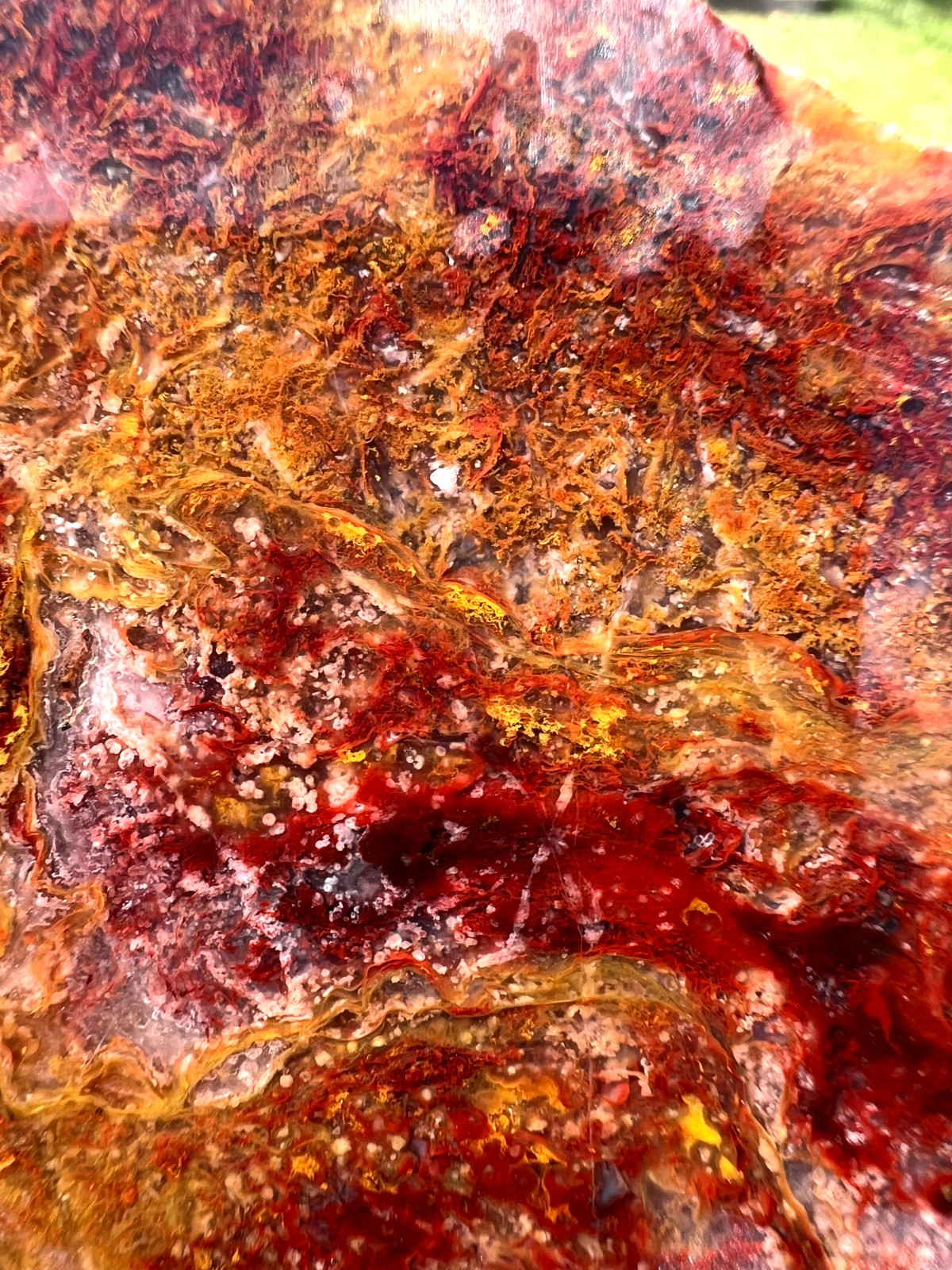 Lovely Red and Gold Moss Agate Slab - Cabbing, or Collecting - 132g