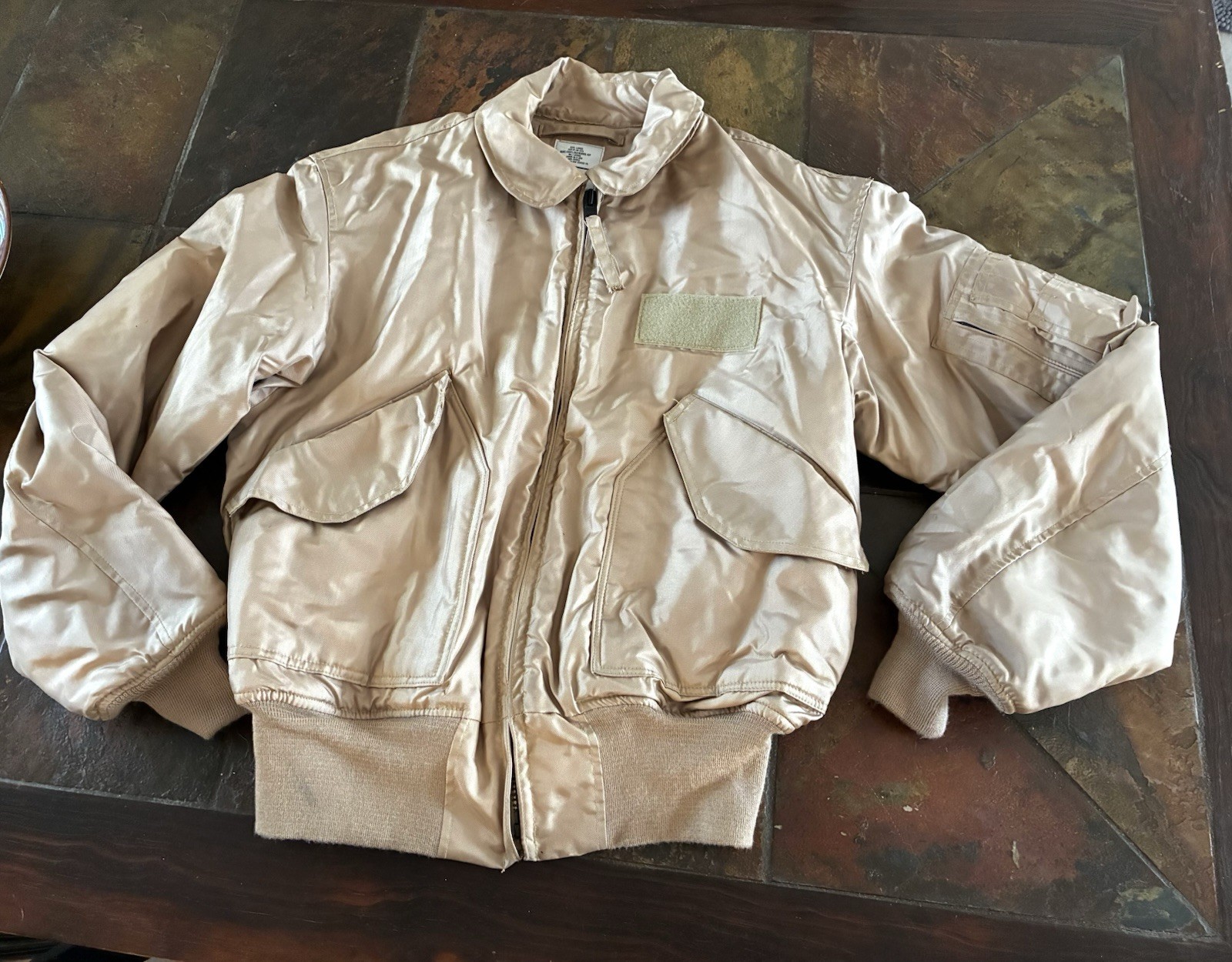 ~ US MILITARY COLD WEATHER FLYER\'S JACKET 45/P SZ LARGE TAN ARAMID US MADE