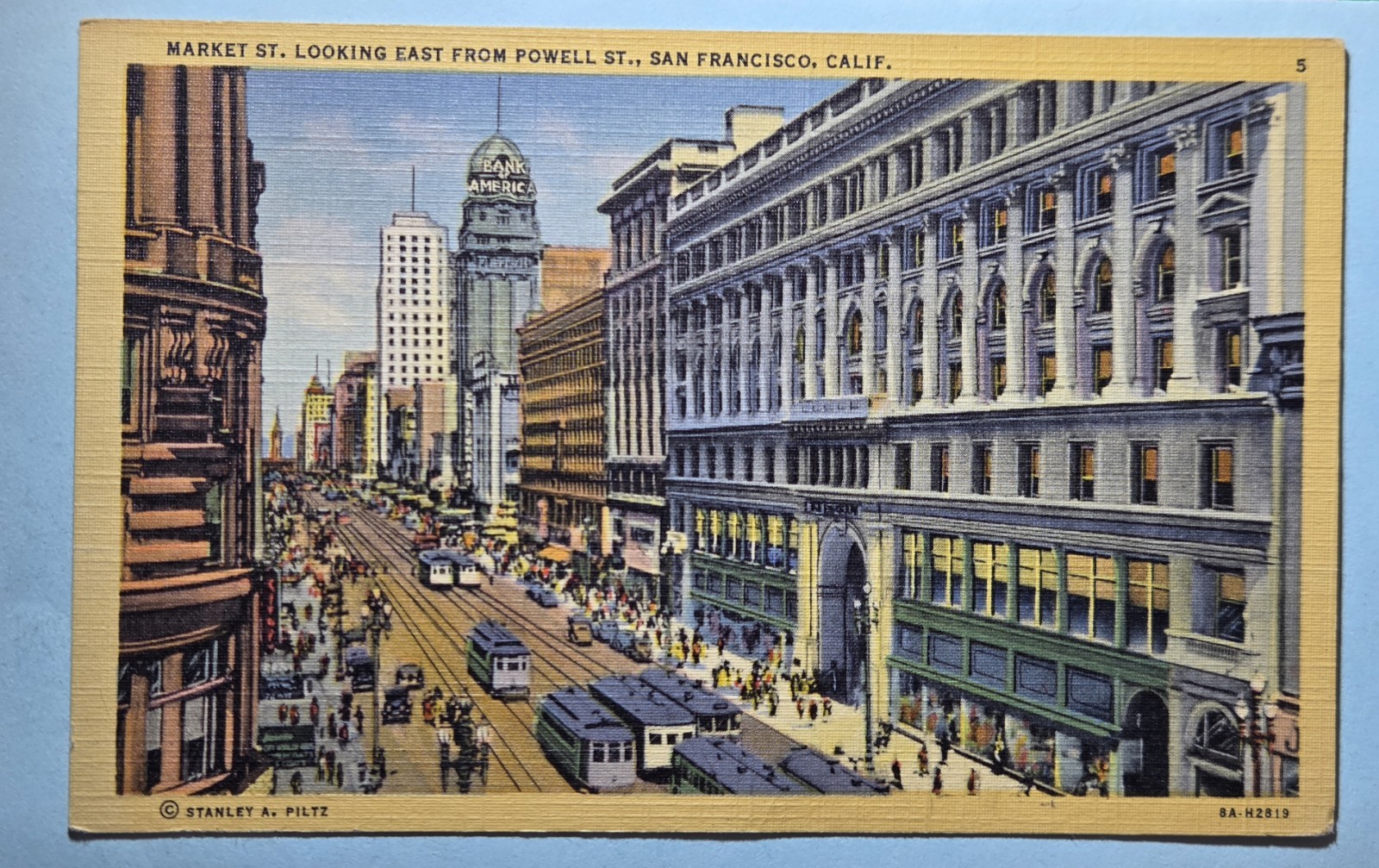San Francisco California Market Street & Powell Street Postcard, Postmarked 1946