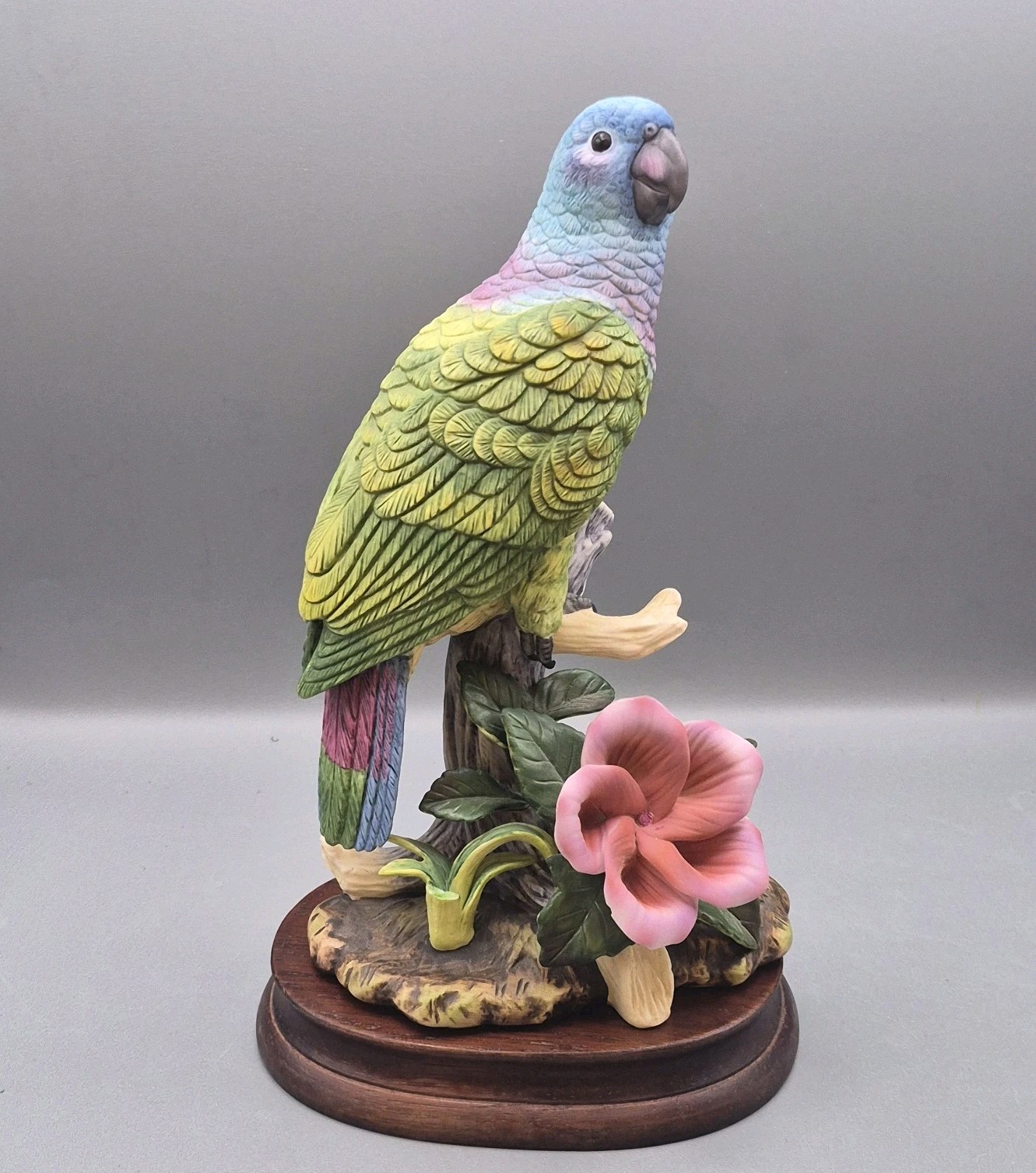 Vtg Andrea by Sadek Blue Headed Parrot 2003 Figurine Porcelain Bird 10\